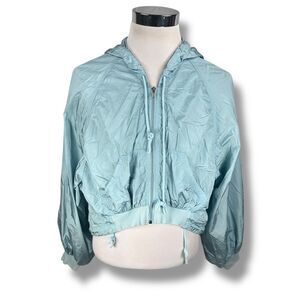 Free People FP Movement On The Rise Windbreaker Jacket Women’s Small Blue Crop